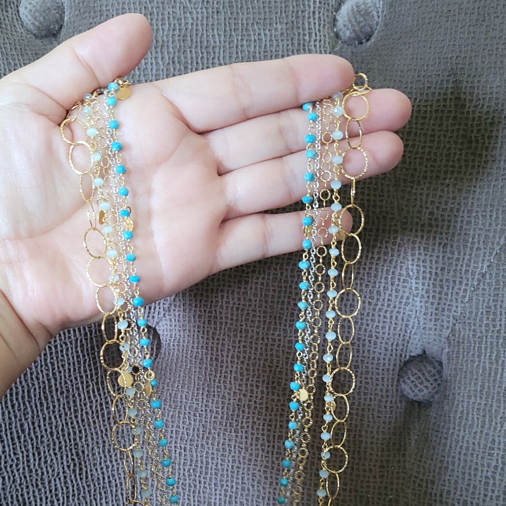 Five🖐 Strand Necklace Statement Necklace - Picture 5 of 16